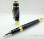 Montblanc Daniel Defoe Black Gold Fountain Pen - Fake Mont Blanc Pen